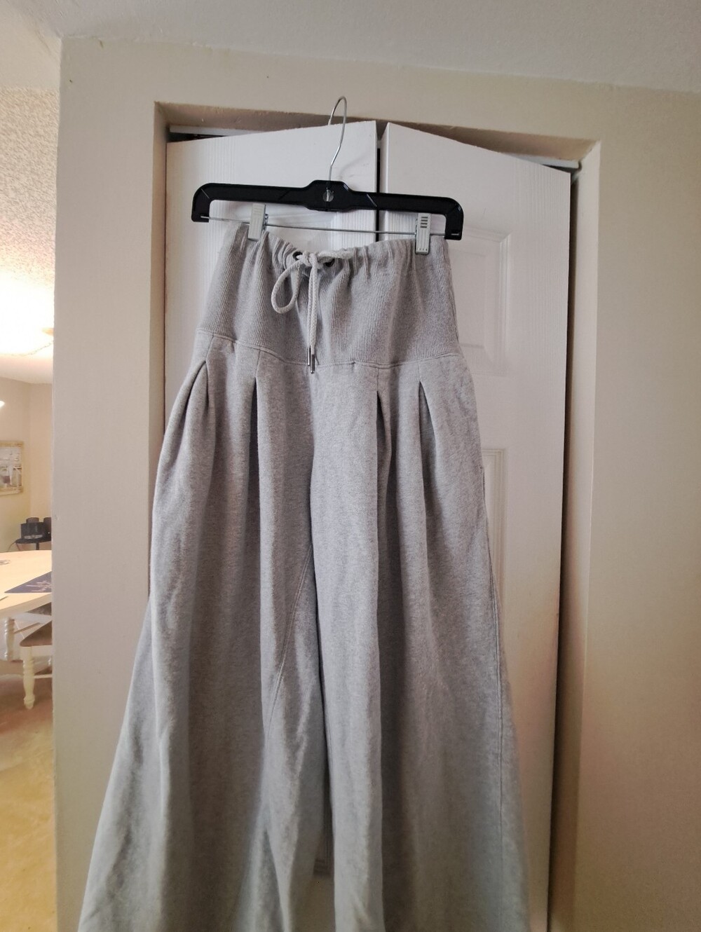 Free People Gray Wide leg Pleated With Pockets  Drawstring Sweat Style Pants S
